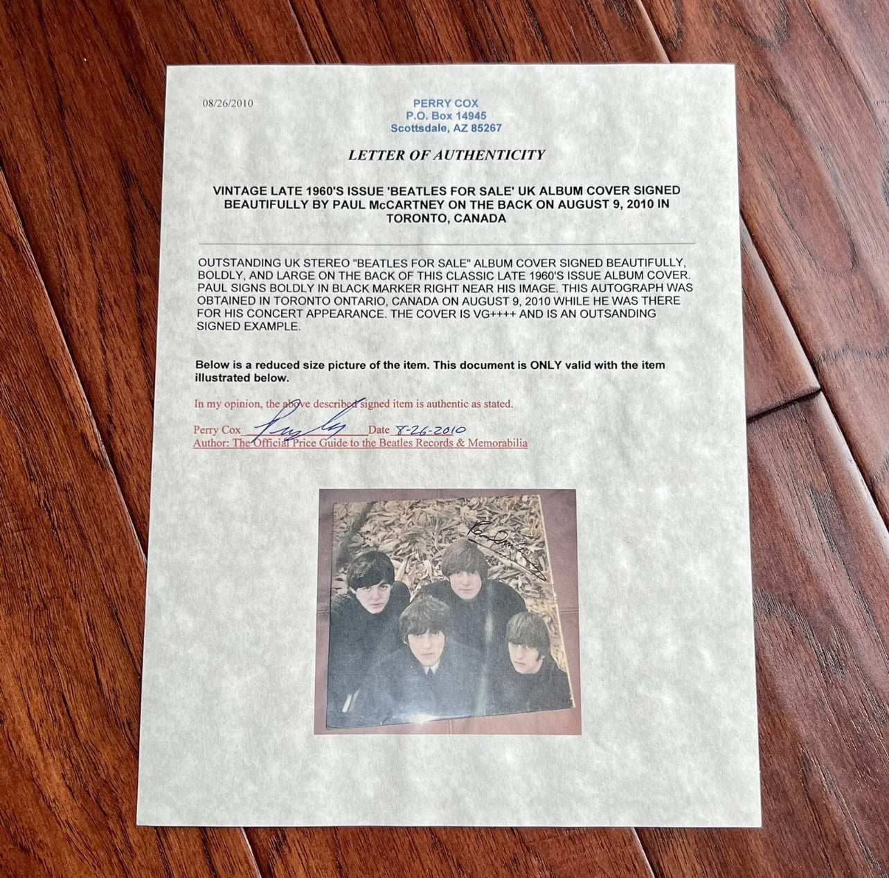 PAUL McCARTNEY * Beckett Autograph BEATLES FOR SALE LP Album Signed * Perry Cox
