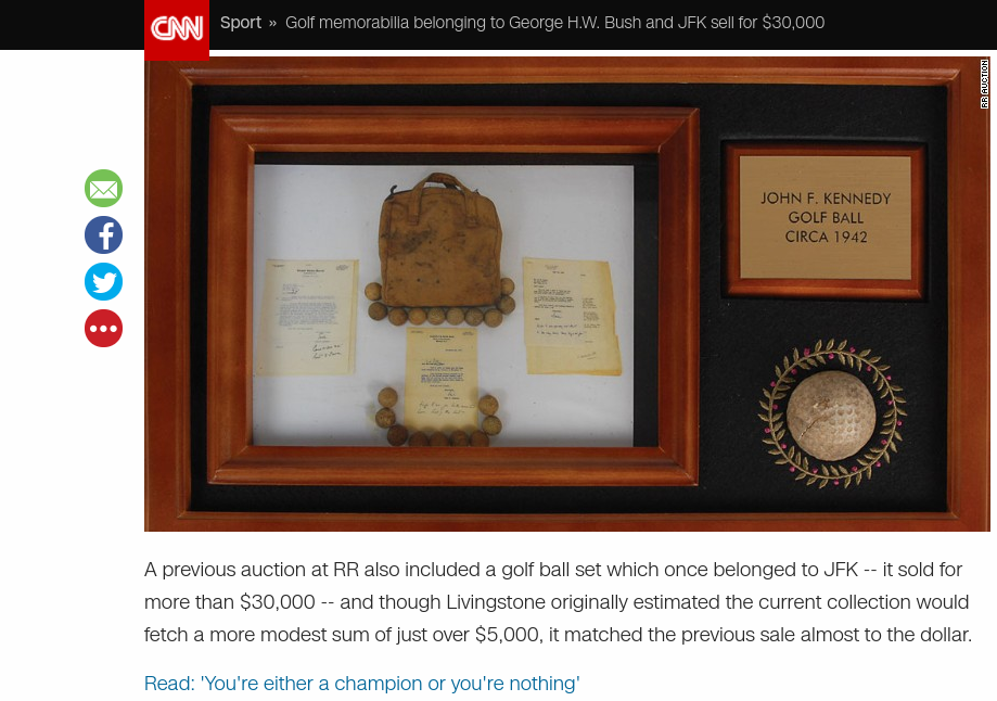 JOHN F. KENNEDY * Scarce Authentic JFK 1942 Used Golf Ball * President Autograph