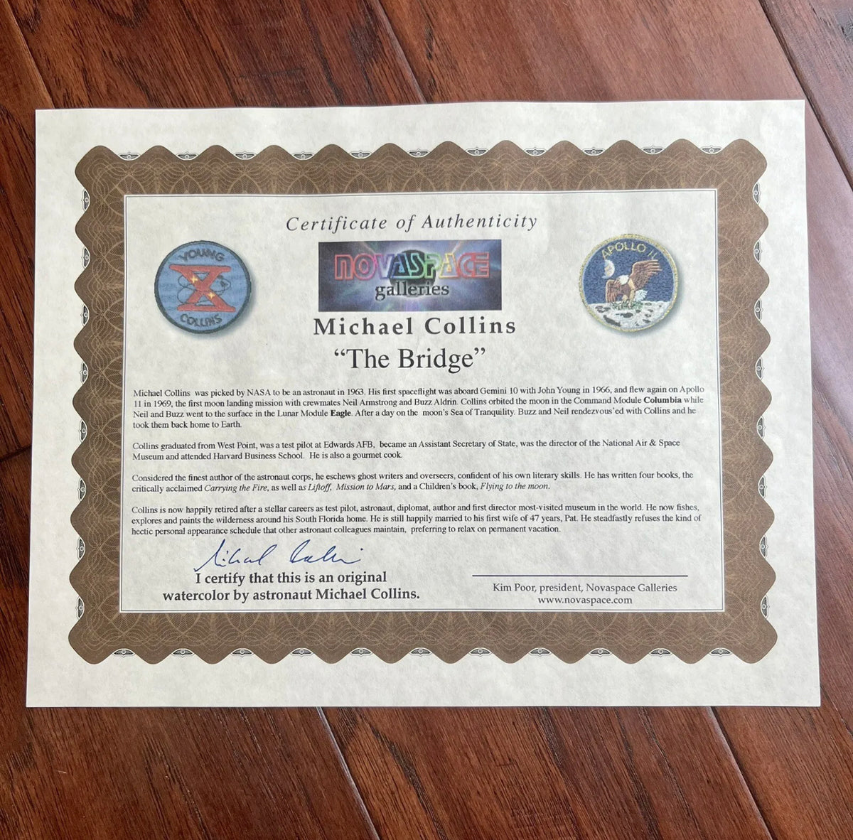 MICHAEL COLLINS * Nova Space COA * Original Watercolor Painting * Apollo 11