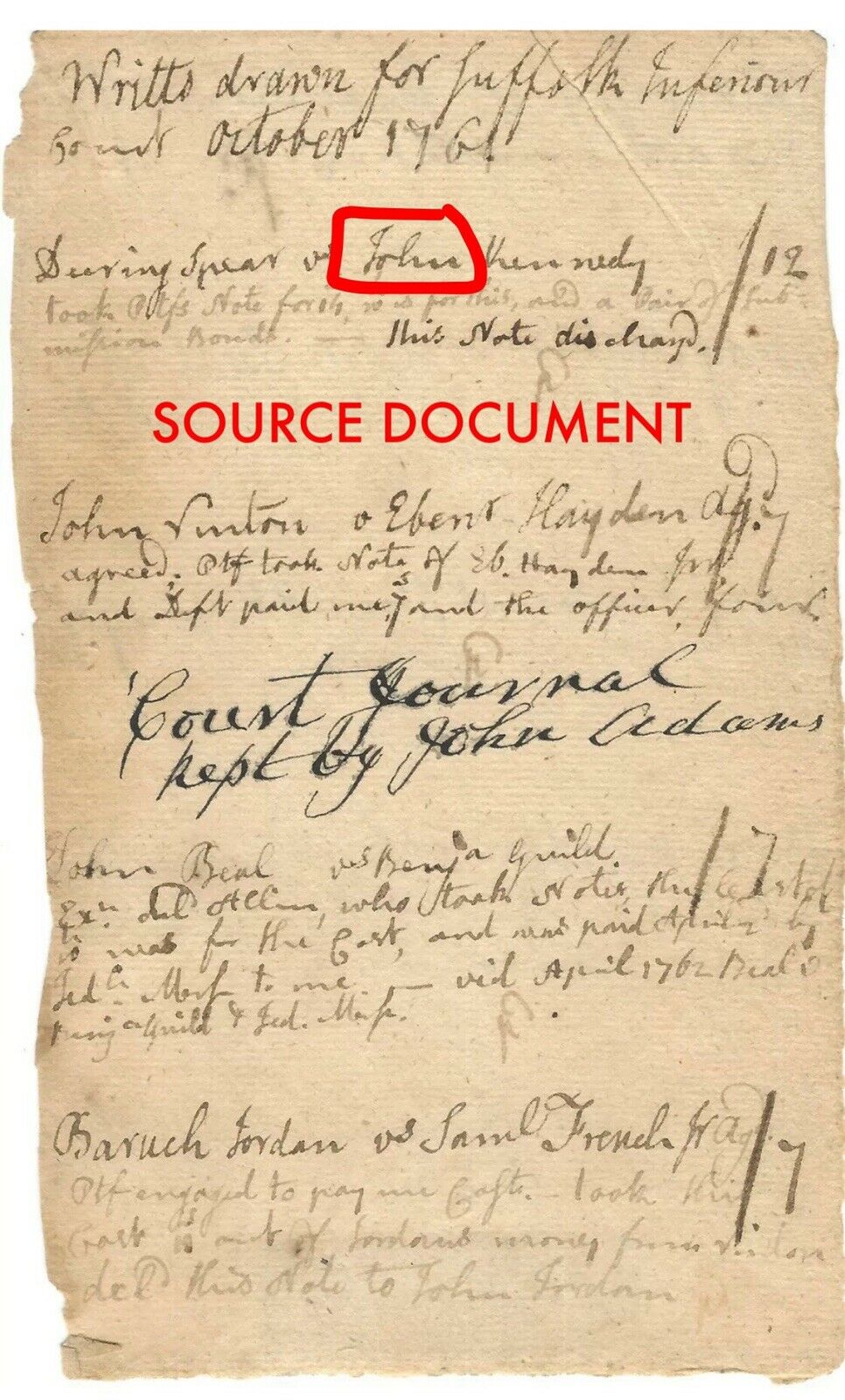JOHN ADAMS * JSA * Scarce AUTOGRAPH Cut Signature SIGNED * 2nd President * 1761