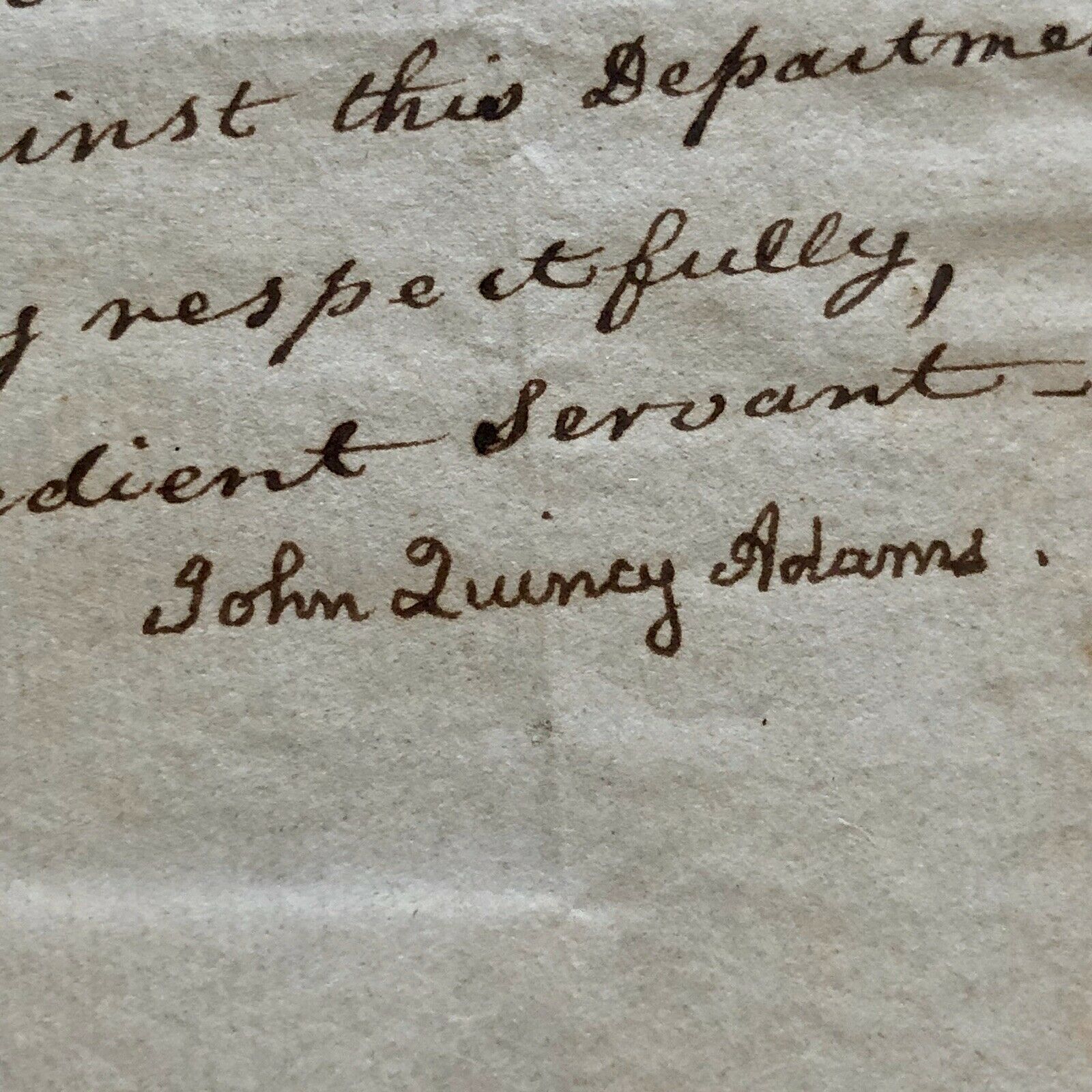 JOHN QUINCY ADAMS * BECKETT BAS * Autograph "United States Laws" Letter Signed *