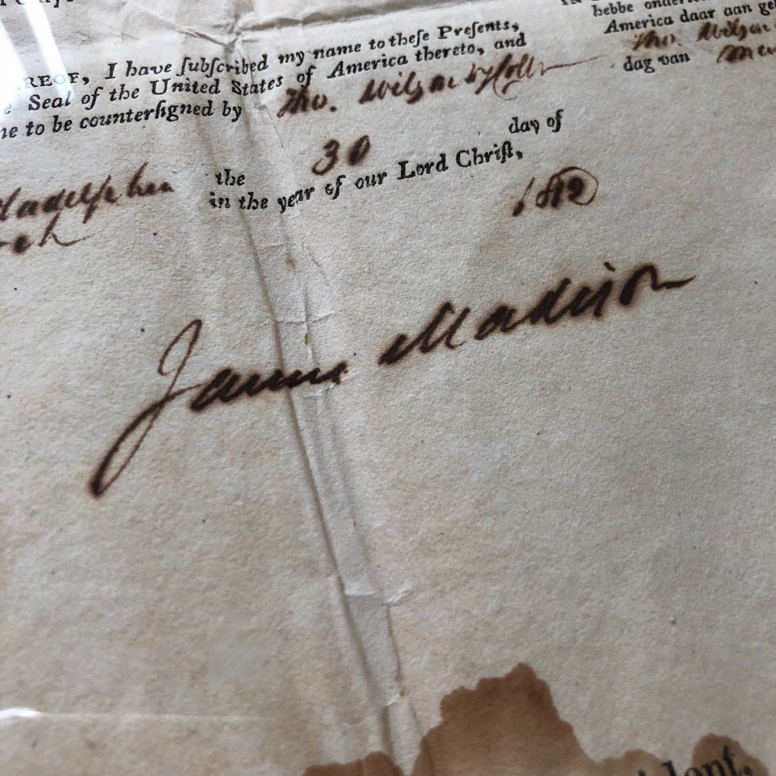 JAMES MADISON * JAMES MONROE Dual AUTOGRAPH Ship's Papers SIGNED * 1812