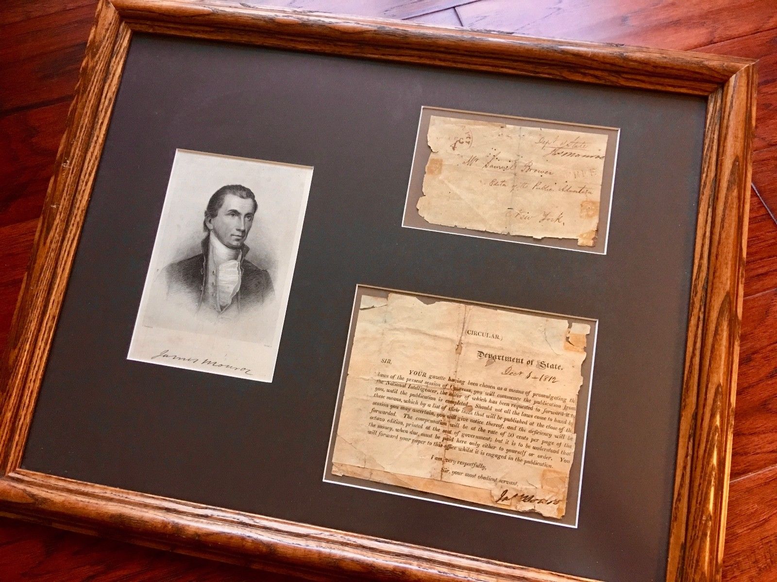 JAMES MONROE * Double (2x) AUTOGRAPH SIGNED as Secretary of State