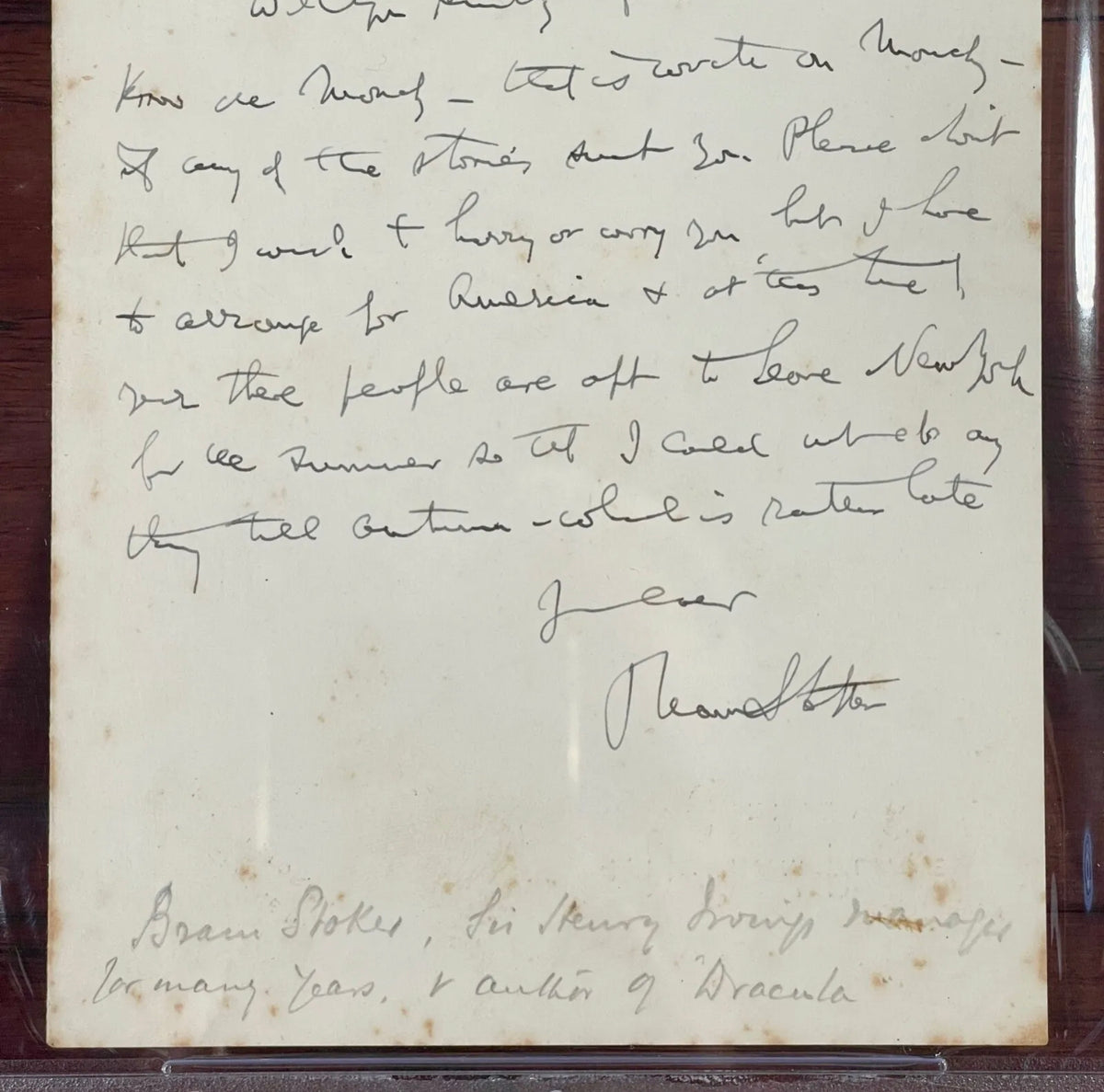 BRAM STOKER * PSA/DNA * "Dracula" Author Autograph Letter SIGNED to Publisher