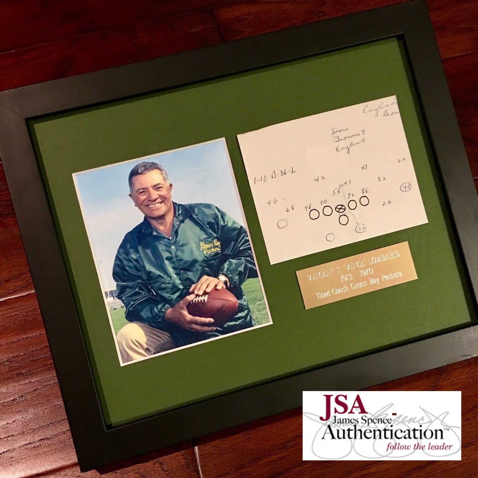 VINCE LOMBARDI JSA COA Scarce Handwritten Play * Packers
