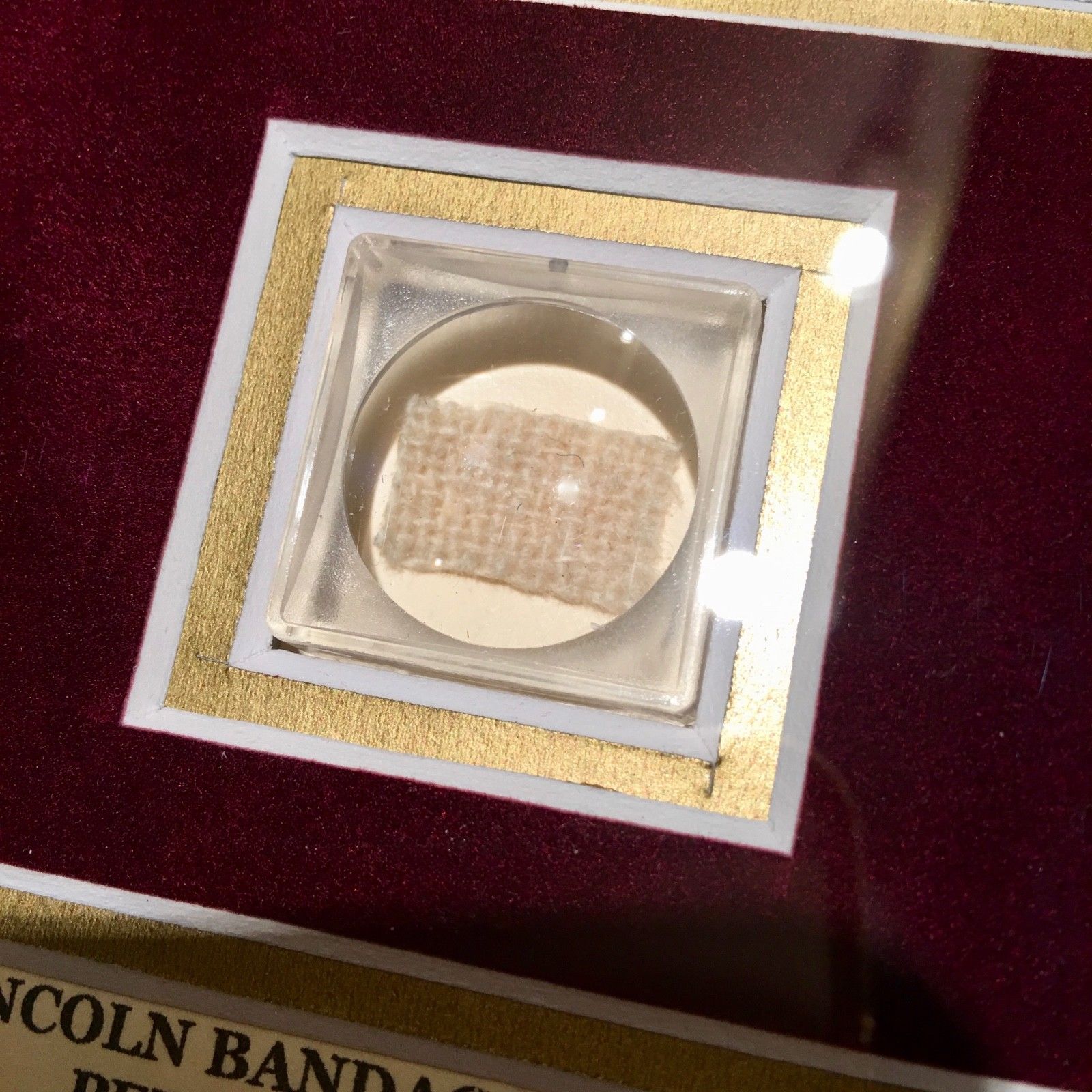ABRAHAM LINCOLN * Genuine Assassination DEATHBED BANDAGE Relic * COA