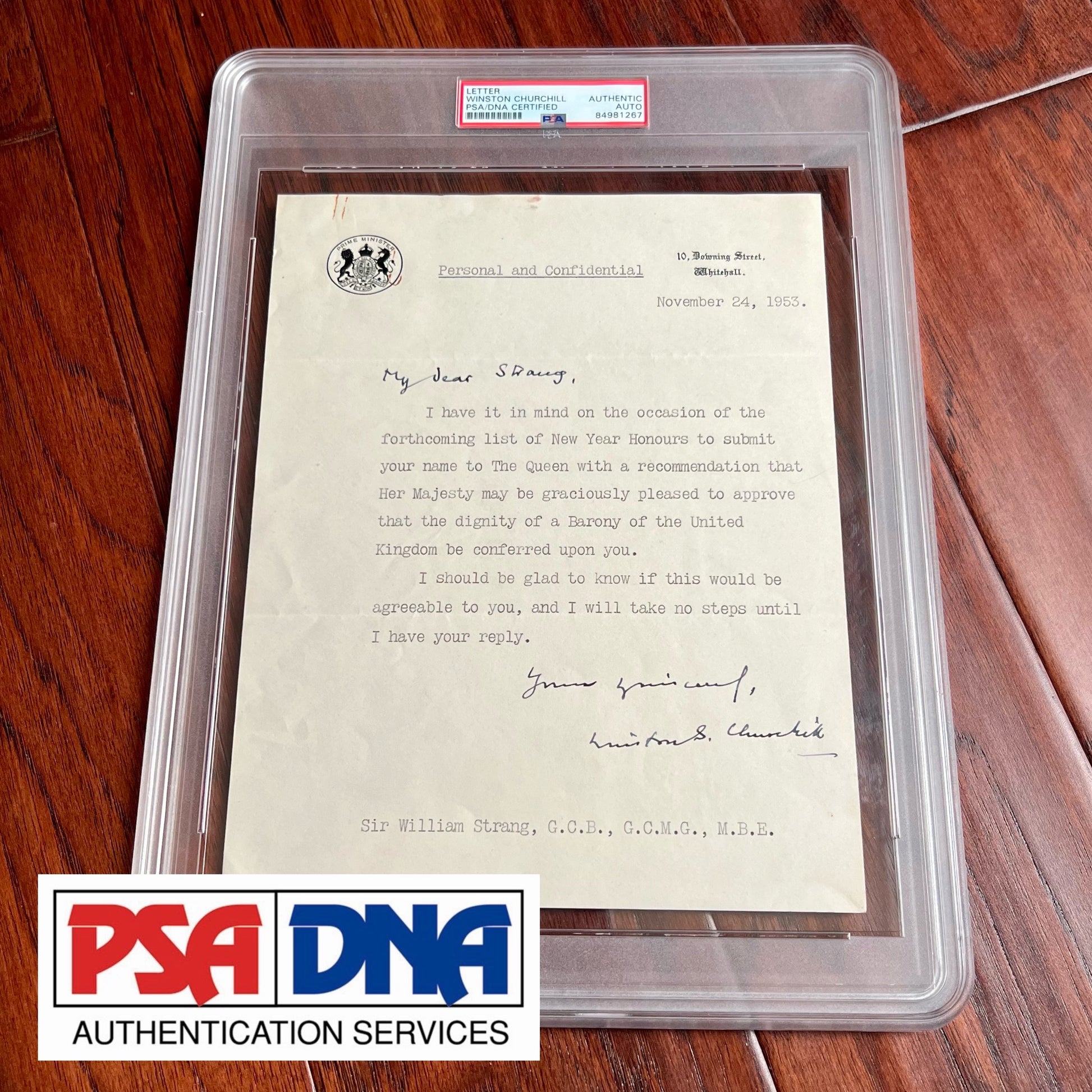 WINSTON S. CHURCHILL * PSA/DNA * Prime Minister Autograph Letter Signed *