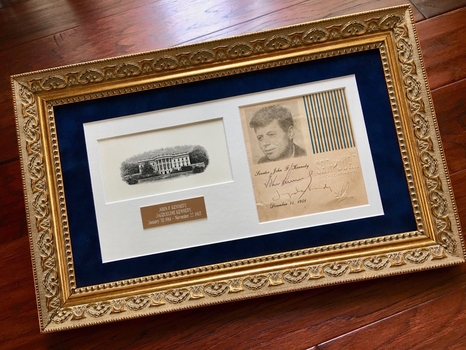JOHN F. KENNEDY * JACQUELINE KENNEDY Scarce AUTOGRAPH Duo Signed * JFK 1958