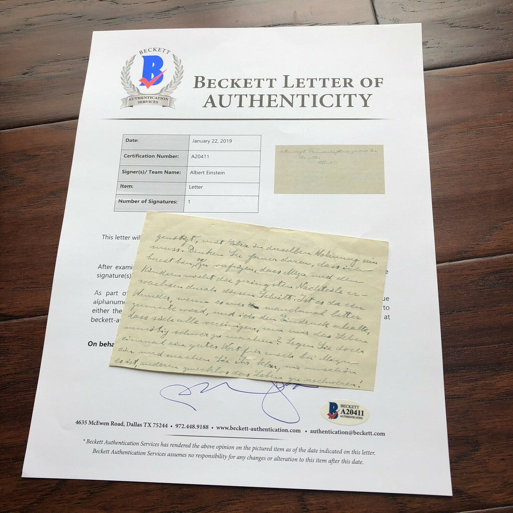 ALBERT EINSTEIN * BAS LOA * Autograph Signed THEORY OF RELATIVITY Co-Discoverer