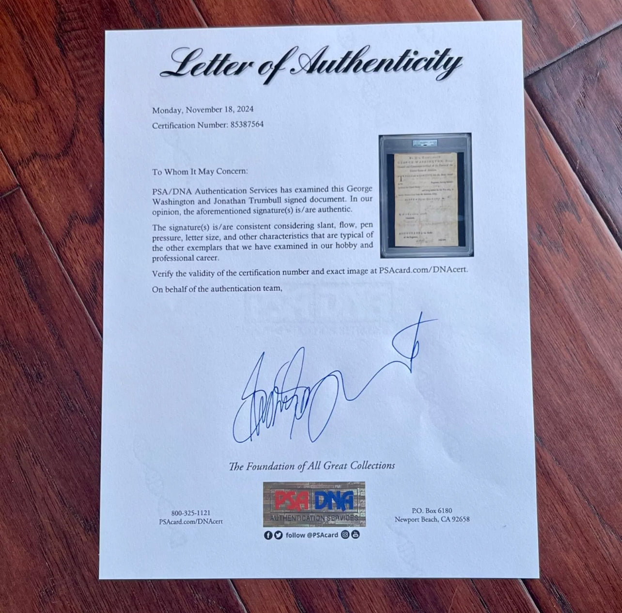 GEORGE WASHINGTON PSA Autograph VALLEY FORGE Revolutionary War Discharge SIGNED