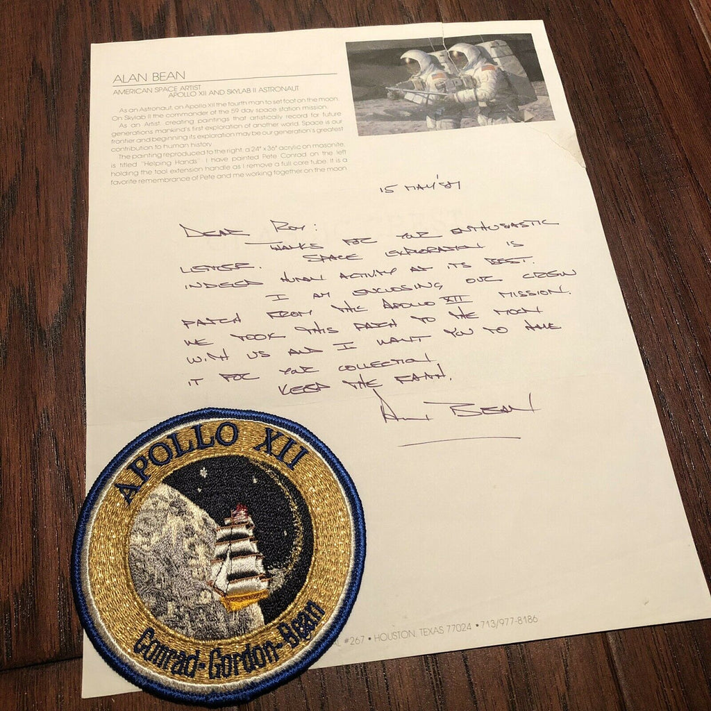 APOLLO 12 * Patch FLOWN TO THE MOON * Alan Bean COA * Hand signed Autograph