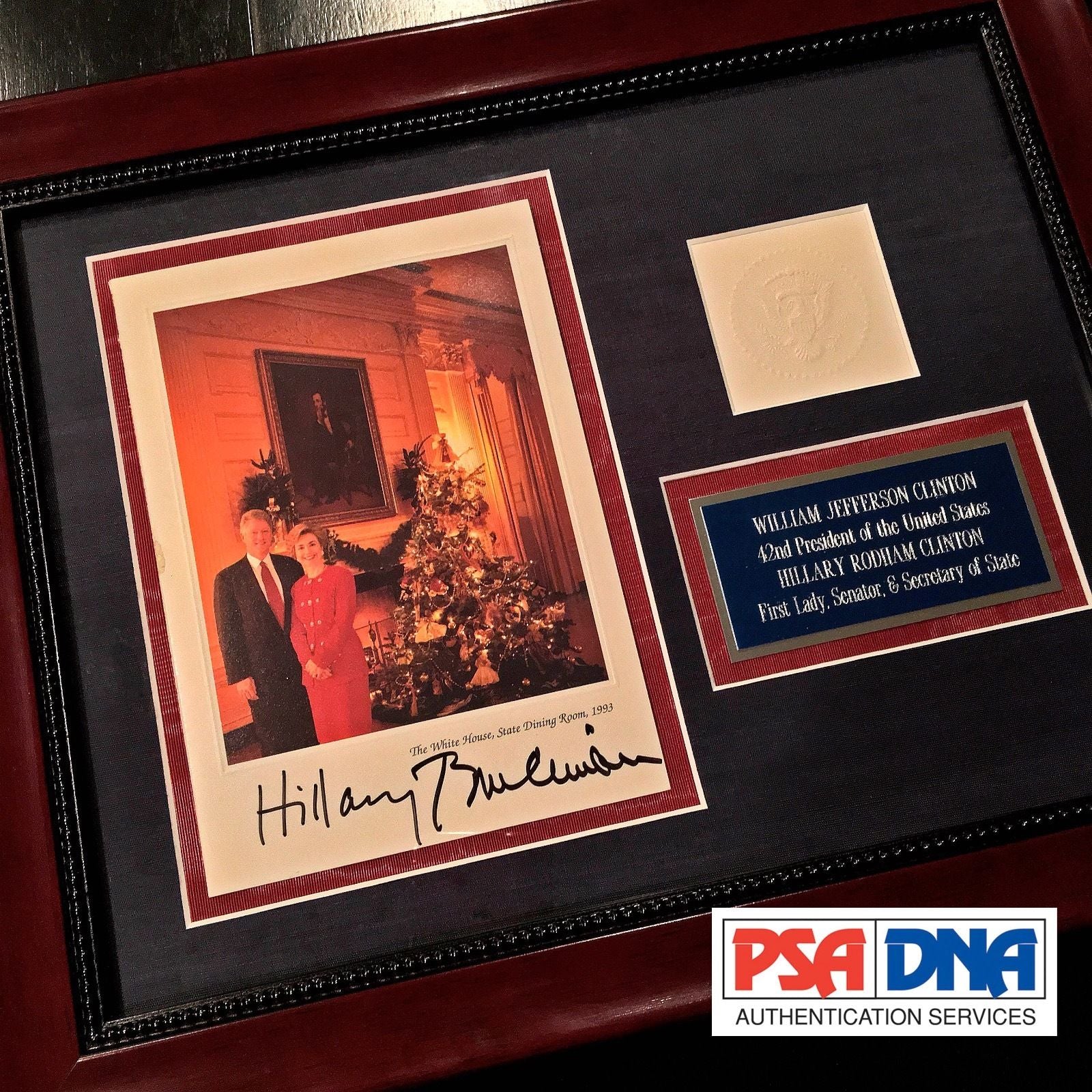PSA/DNA Bill and Hillary Clinton Autographed White House Card Photo