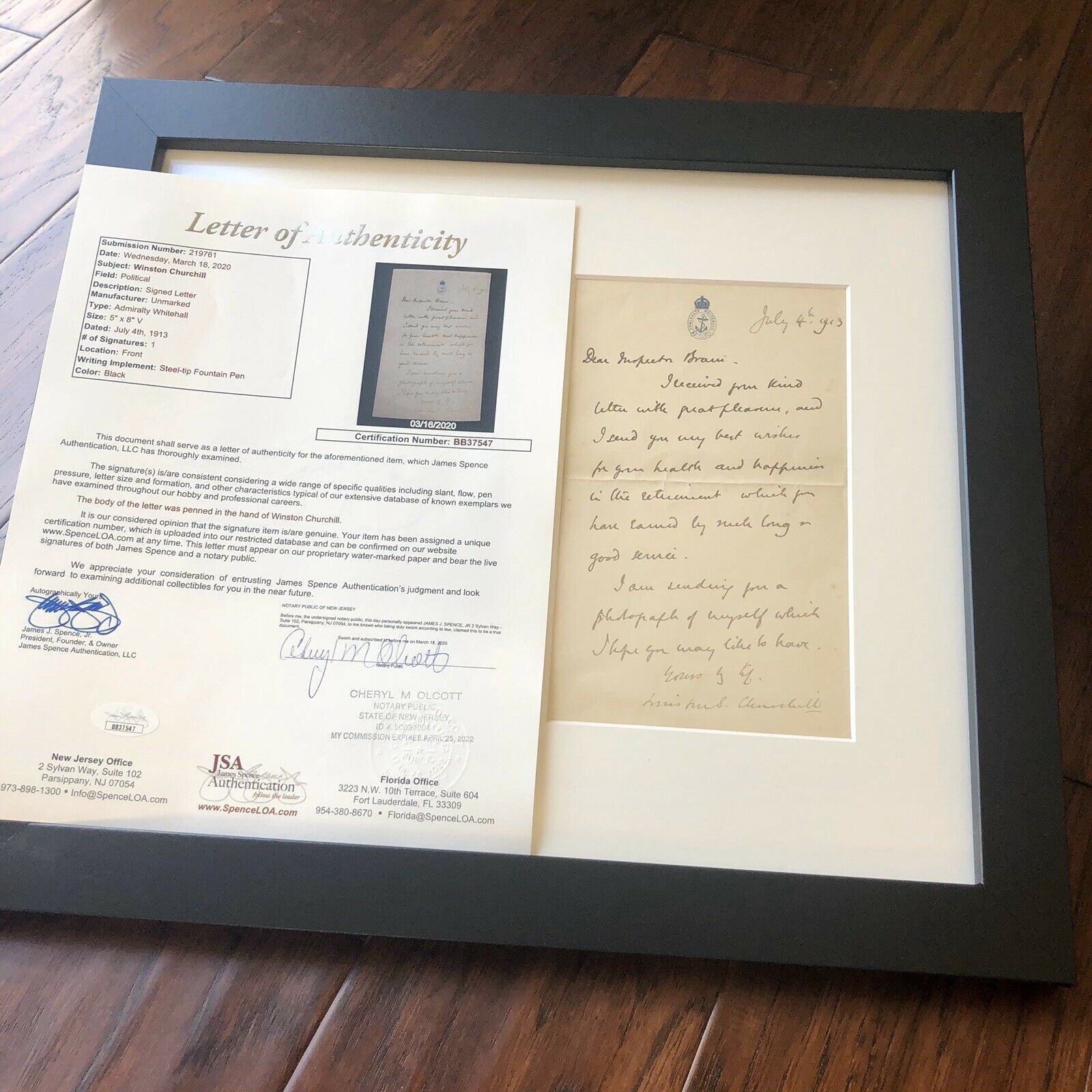 WINSTON S. CHURCHILL * JSA LOA * Authentic Handwritten AUTOGRAPH Letter SIGNED