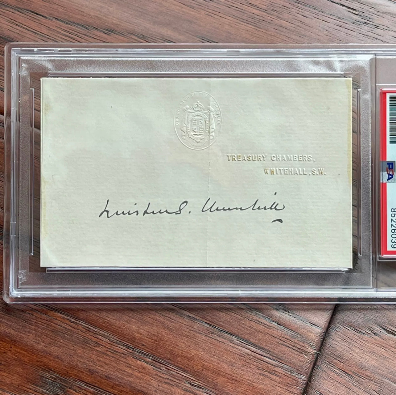 WINSTON S. CHURCHILL * PSA/DNA Slab * Autograph Cut TREASURY Signature SIGNED