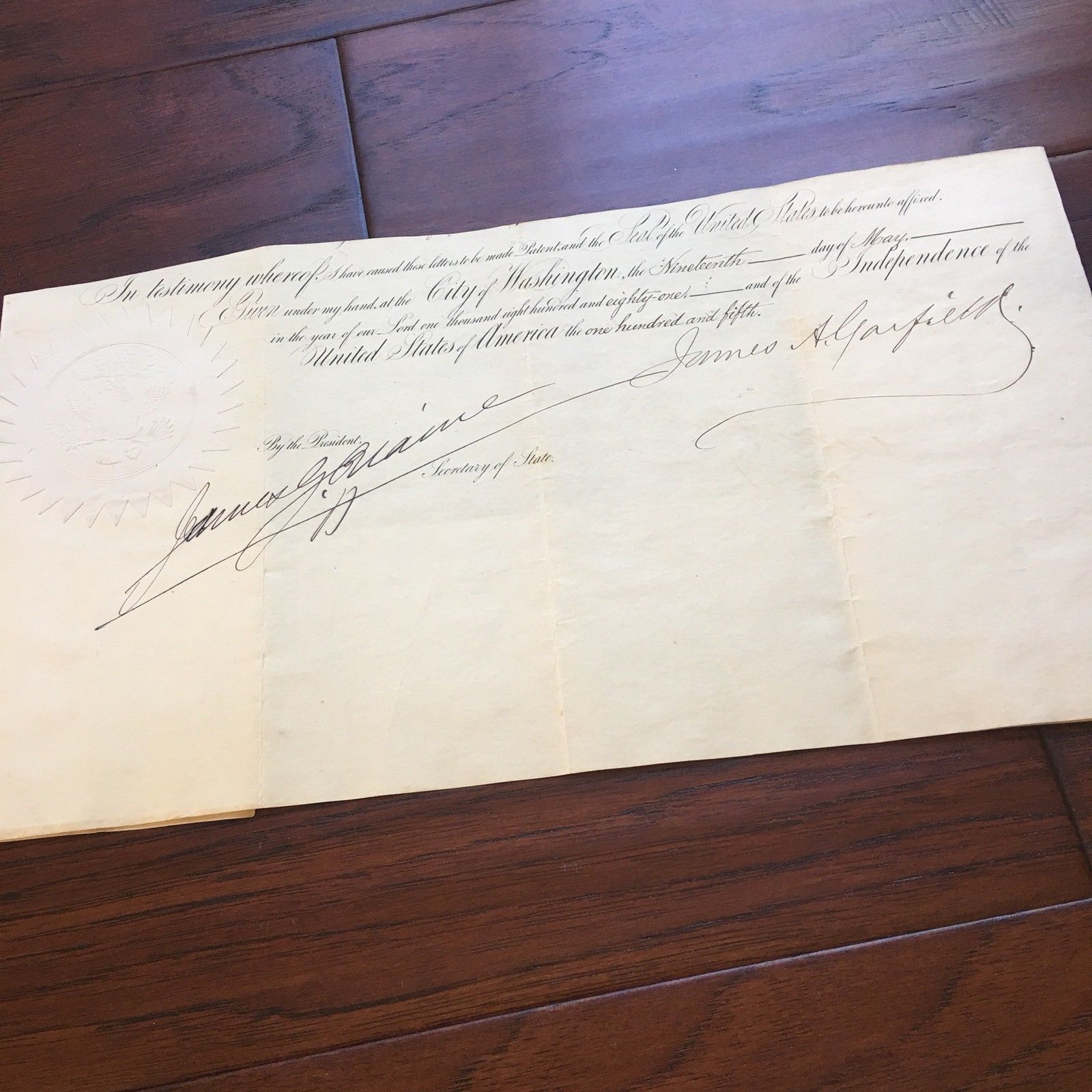JAMES A. GARFIELD * Scarce AUTOGRAPH AS PRESIDENT * Partial SIGNED Appointment