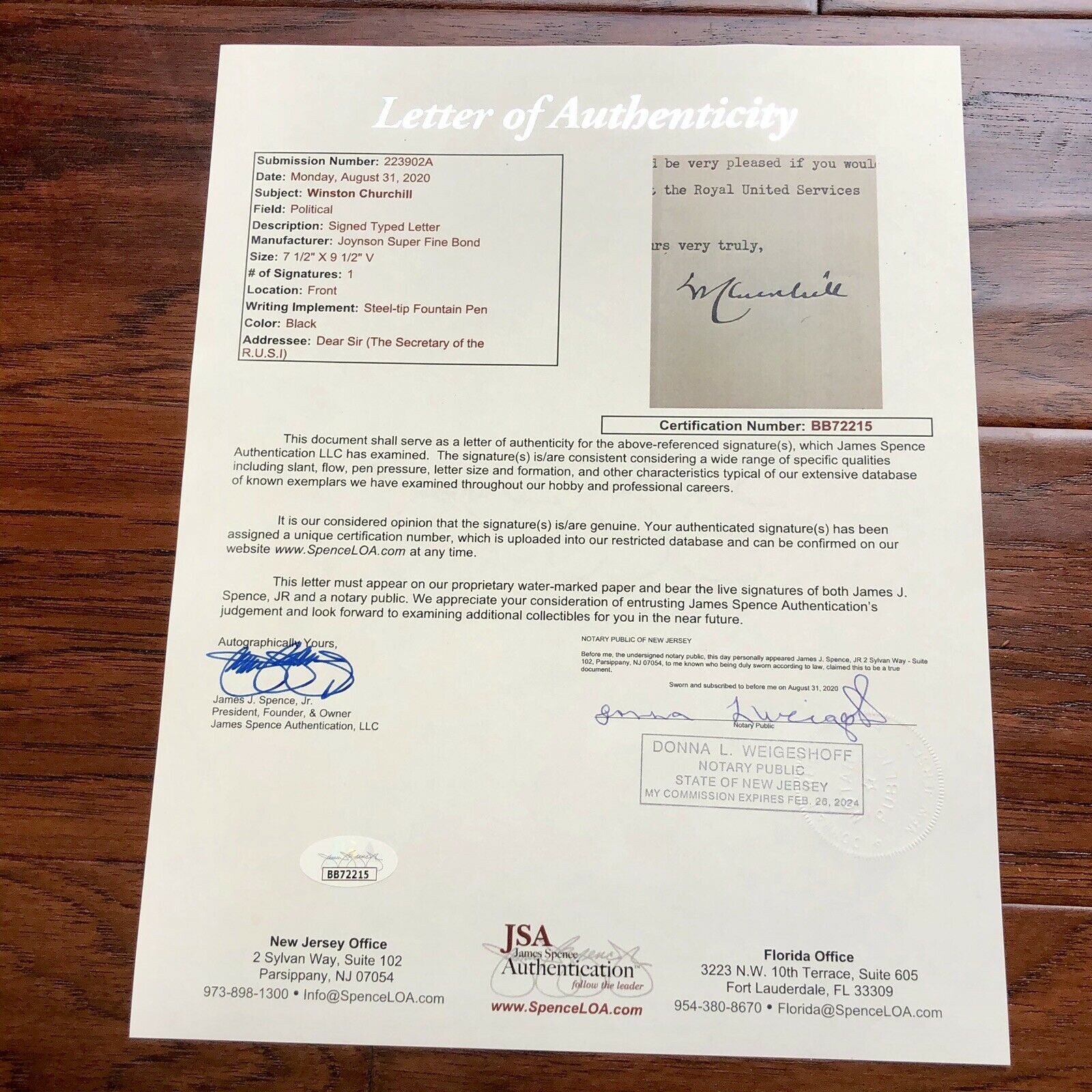 WINSTON S CHURCHILL * JSA LOA * Signed Letter Re: Military Battle Autograph *