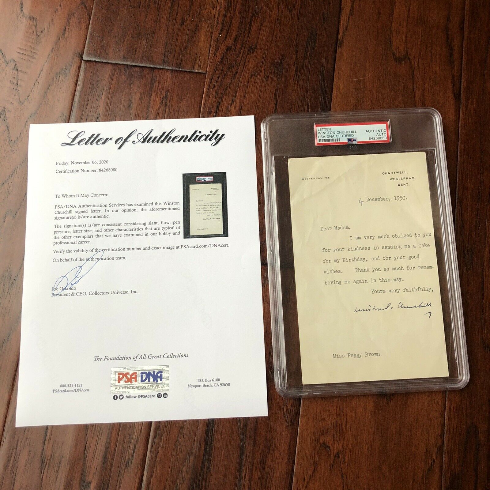 WINSTON S CHURCHILL * PSA/DNA Slab * Autograph Birthday Letter Signed *