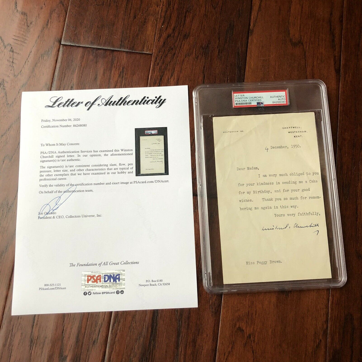 WINSTON S CHURCHILL * PSA/DNA Slab * Autograph Birthday Letter Signed *