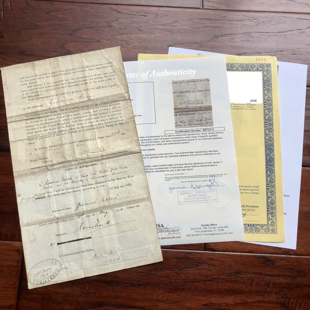 WINSTON S. CHURCHILL * JSA LOA * Hand Signed Naturalization Document Autograph *