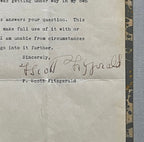 F. SCOTT FITZGERALD * PSA * Autograph Writing Influences Letter Signed * GATSBY