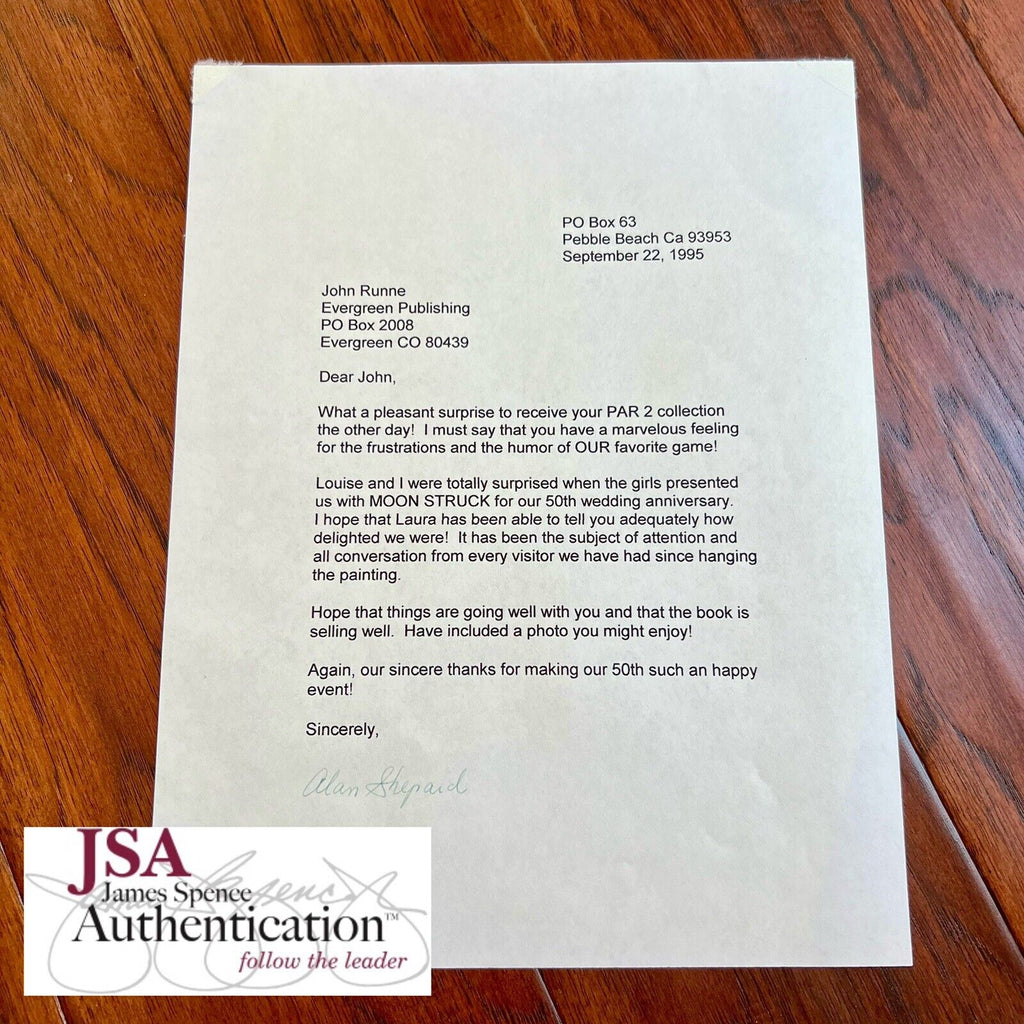 ALAN SHEPARD * JSA * Signed Letter RE: Golf Autograph * Astronaut Signature NASA