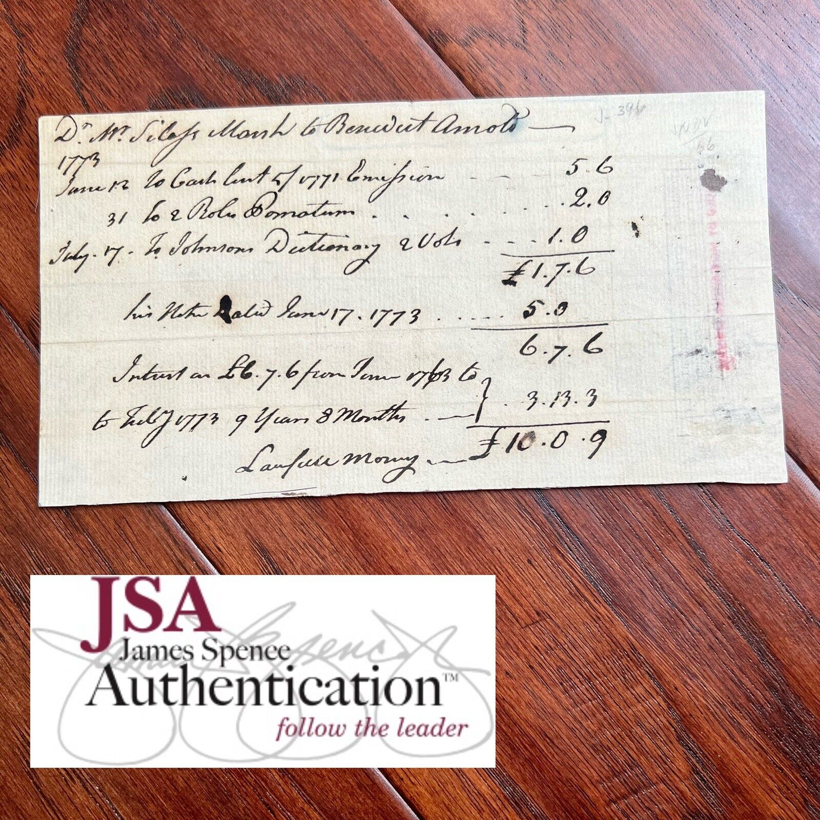 BENEDICT ARNOLD * JSA * Handwritten AUTOGRAPH Note SIGNED Revolutionary TRAITOR