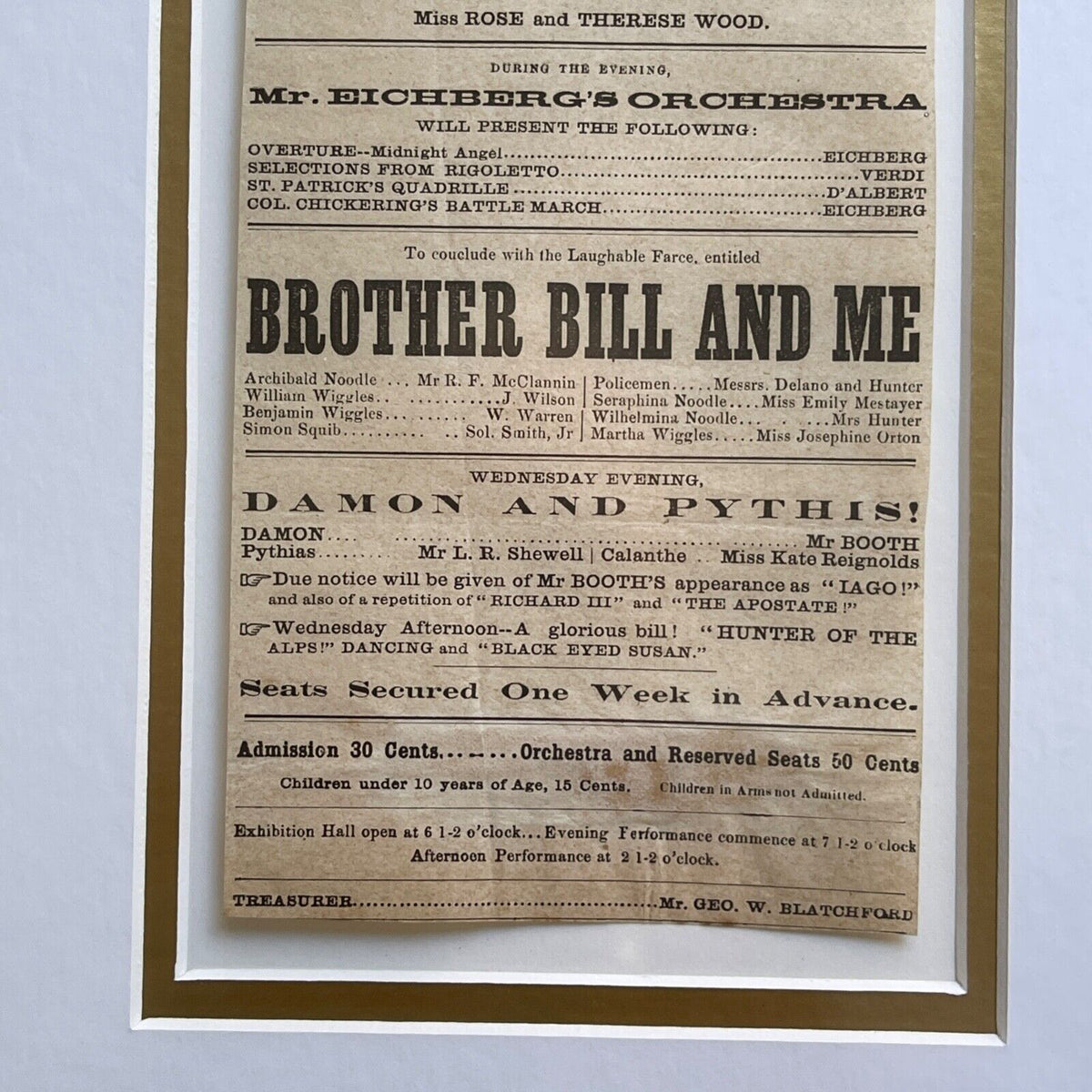 JOHN WILKES BOOTH * Authentic ROMEO & JULIET Playbill * 1864 * Abraham Lincoln
