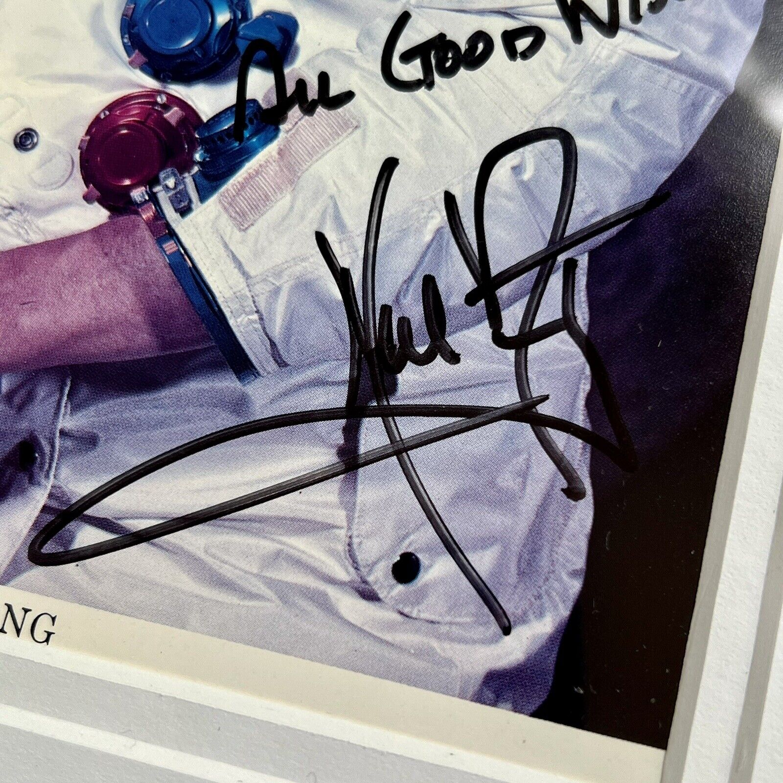 NEIL ARMSTRONG * JSA * Bold Signed NASA White Space Suit Photo Autograph