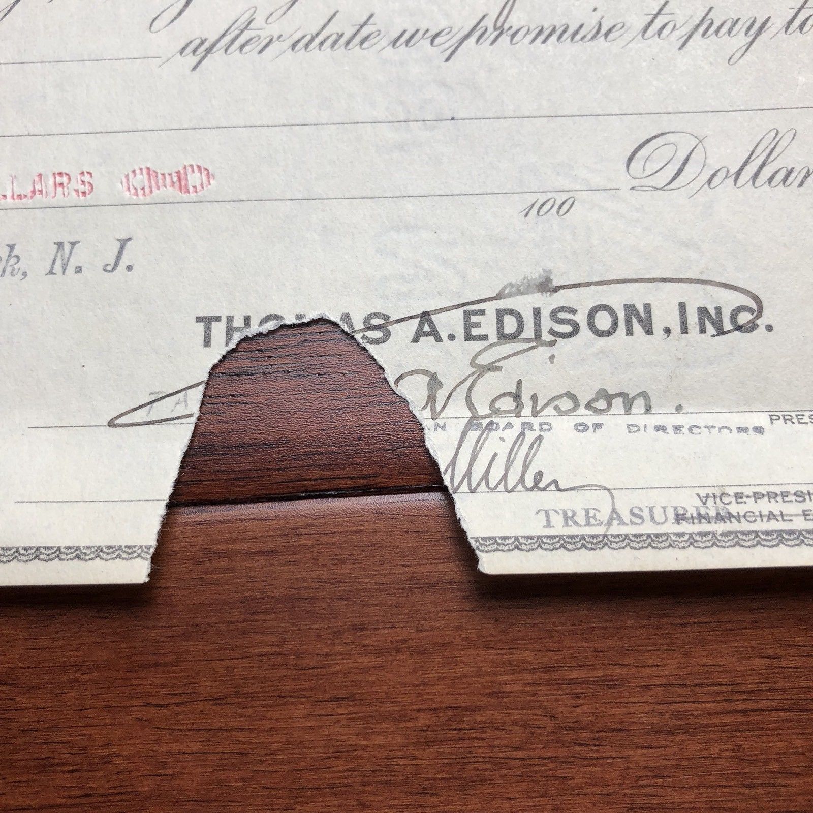 THOMAS A. EDISON * PSA/DNA * $100,000 Hand SIGNED Check * AUTOGRAPH