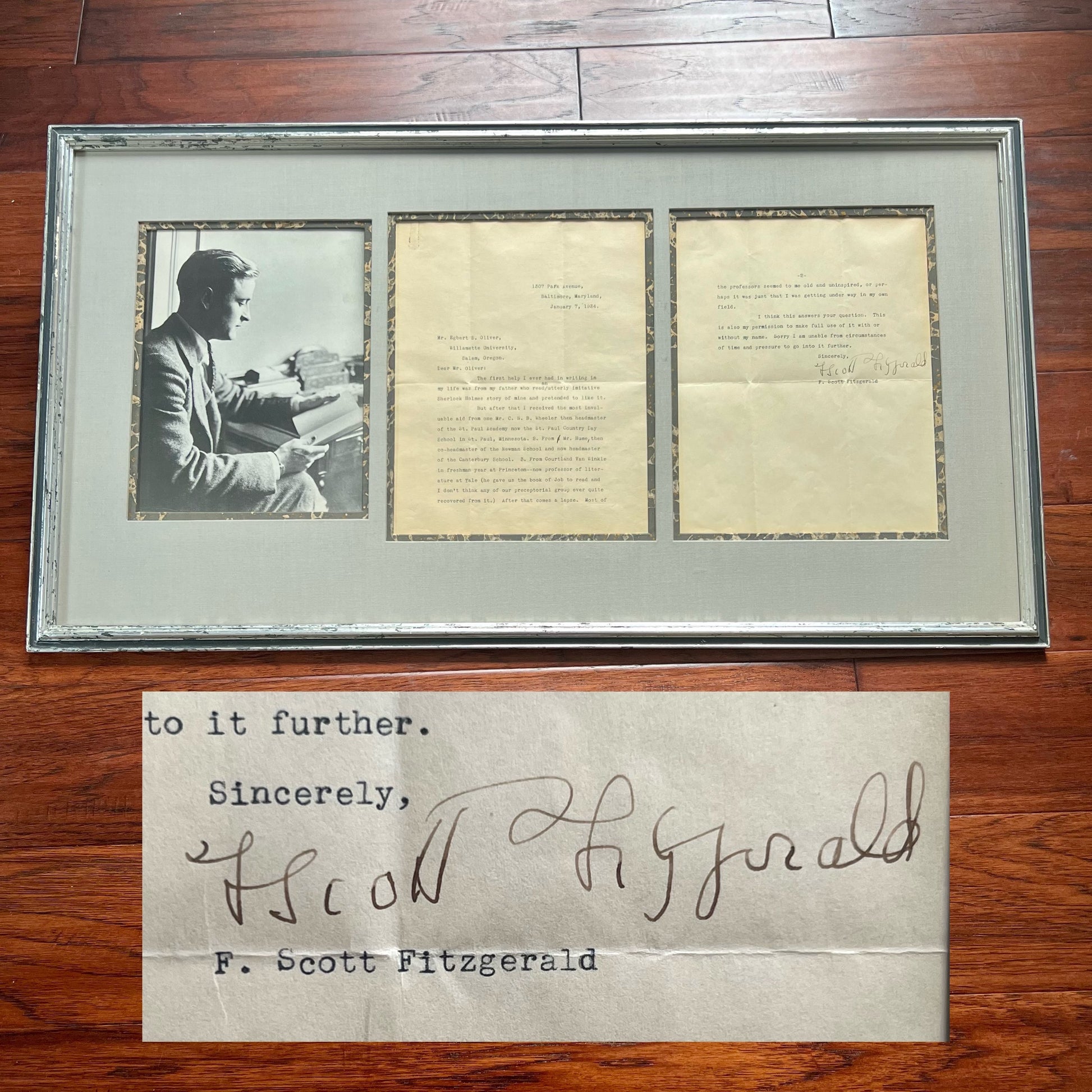 F. SCOTT FITZGERALD * PSA * Autograph Writing Influences Letter Signed * GATSBY