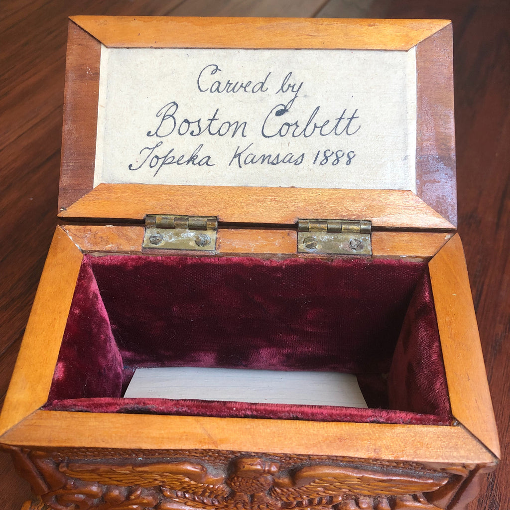 BOSTON CORBETT * Personally Owned and Carved Box * Abraham Lincoln Avenger