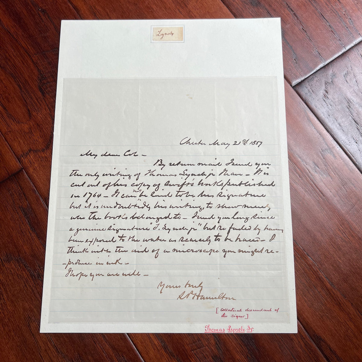 THOMAS LYNCH JR * PSA/DNA * Declaration of Independence Signer Autograph Signed