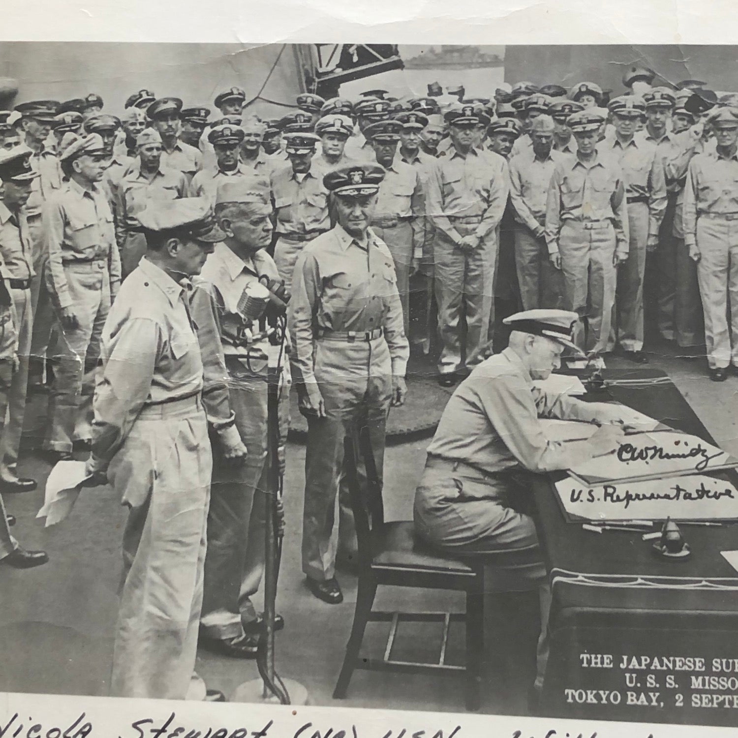 CHESTER W. NIMITZ * JSA LOA * Large Signed WWII Japan Surrender Photo Autograph
