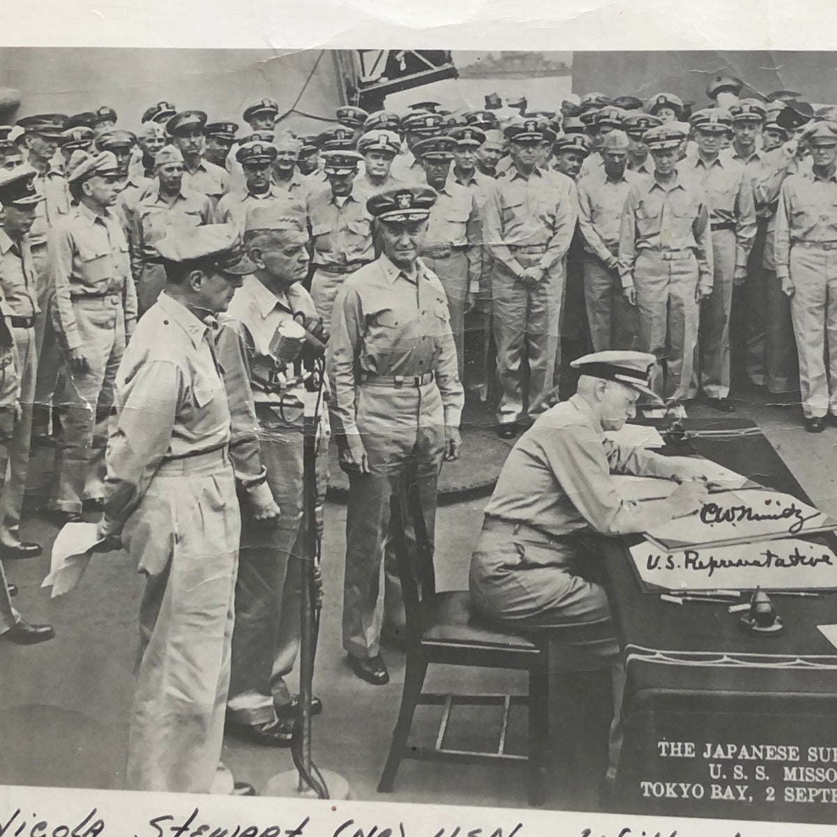 CHESTER W. NIMITZ * JSA LOA * Large Signed WWII Japan Surrender Photo Autograph
