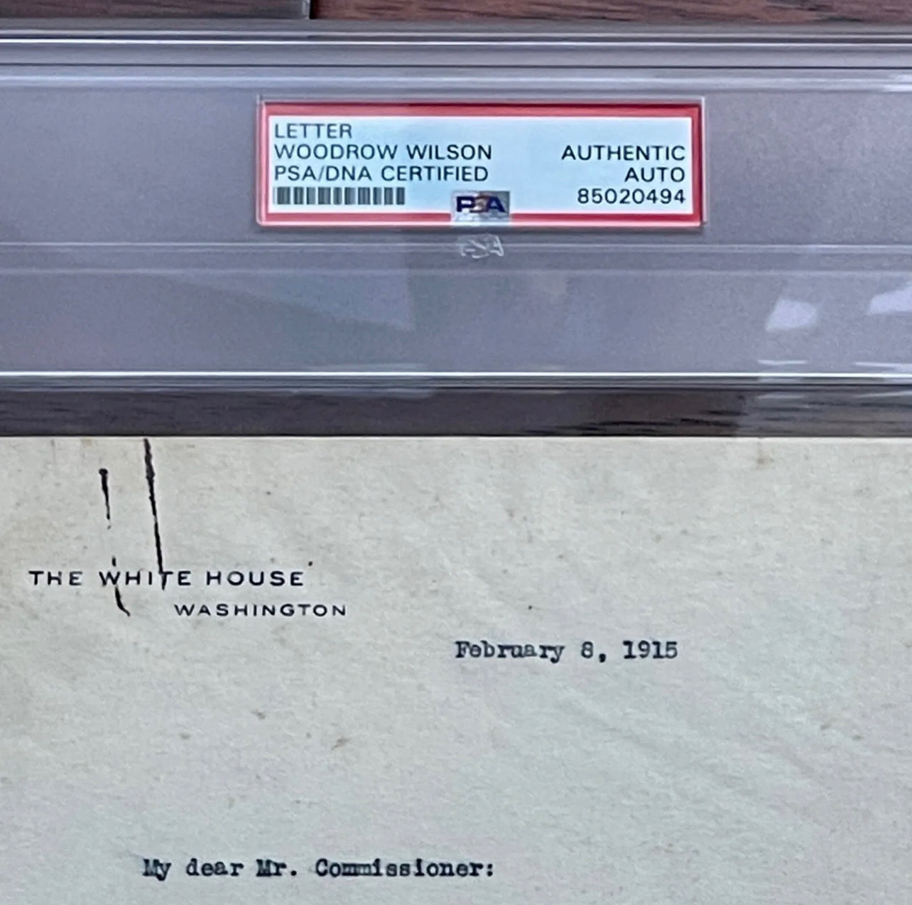 WOODROW WILSON * PSA/DNA Slab * Autograph WHITE HOUSE Letter Signed AS PRESIDENT