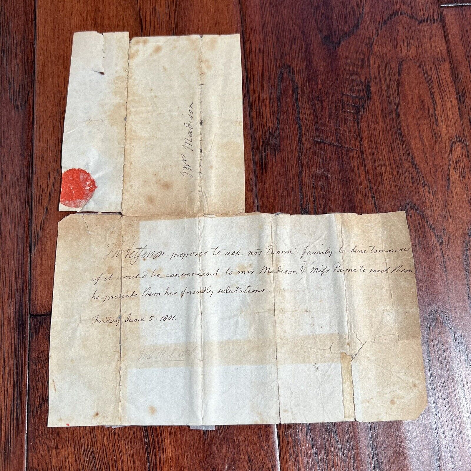 THOMAS JEFFERSON * PSA/DNA * Signed Invitation to Mrs. James Madison Autograph