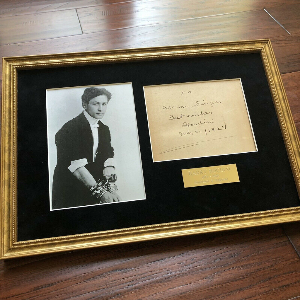 HARRY HOUDINI * PSA/DNA * Hand Signed & Inscribed Book Page * Magician Autograph