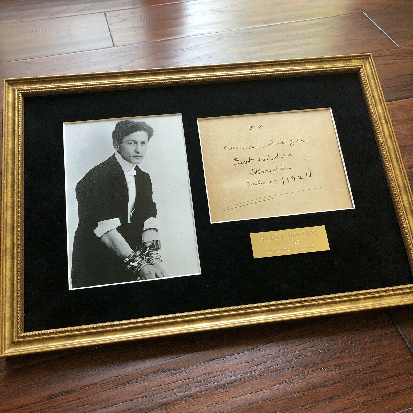 HARRY HOUDINI * PSA/DNA * Hand Signed & Inscribed Book Page * Magician Autograph