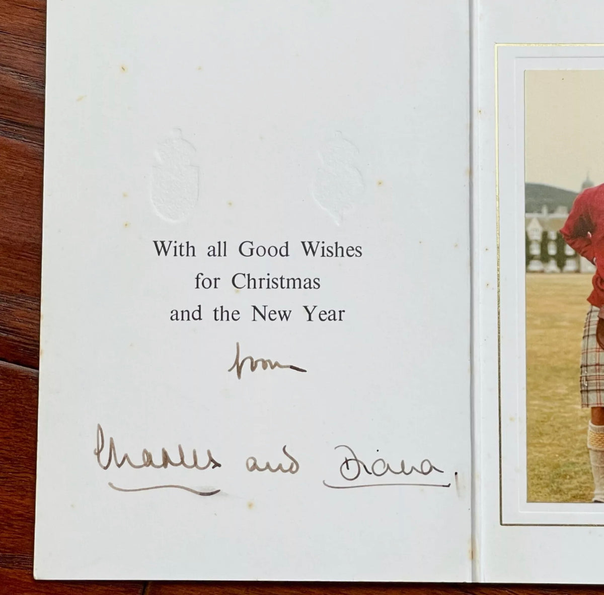 KING CHARLES & PRINCESS DIANA * PSA * Autograph Family Xmas Card Signed * 1983