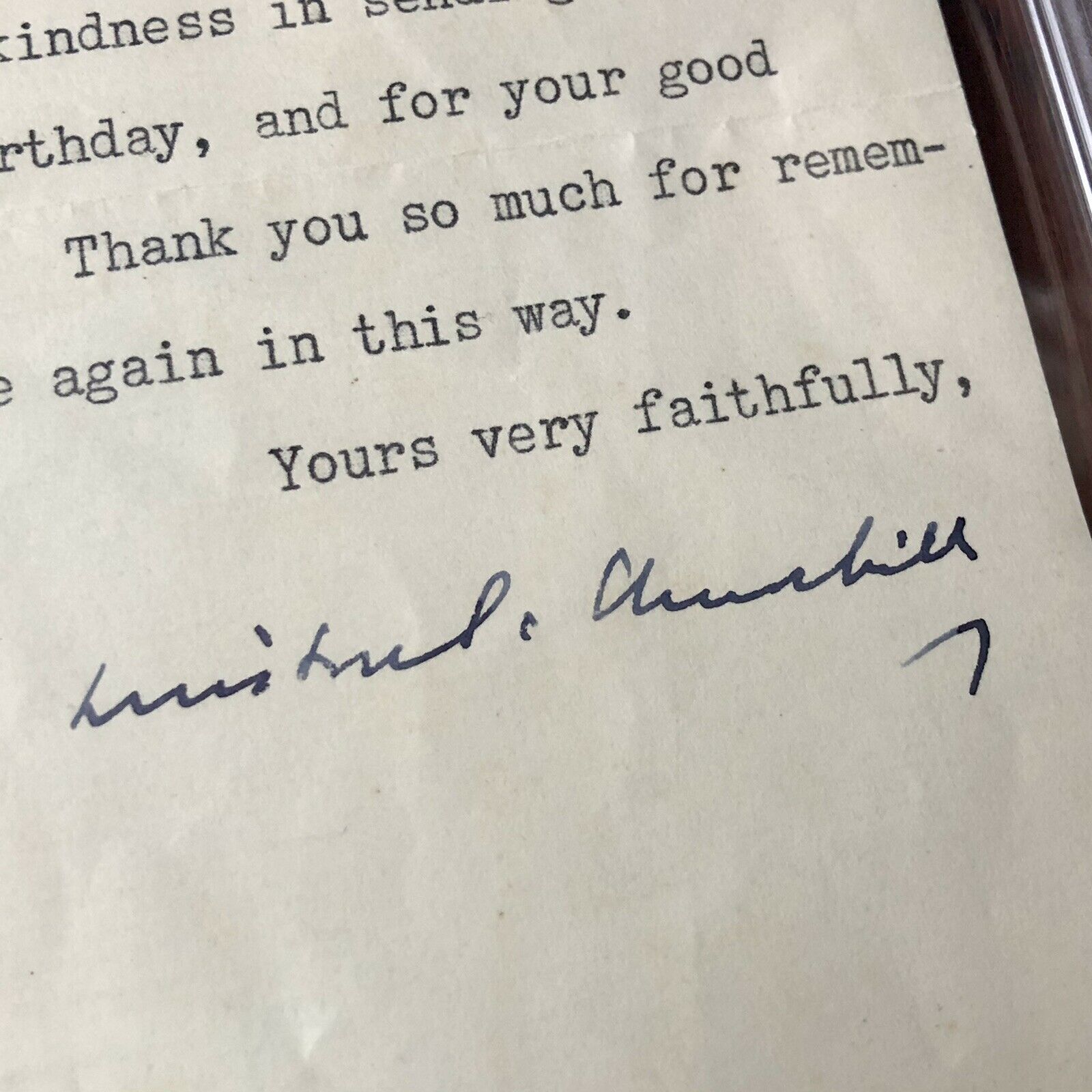WINSTON S CHURCHILL * PSA/DNA Slab * Autograph Birthday Letter Signed *