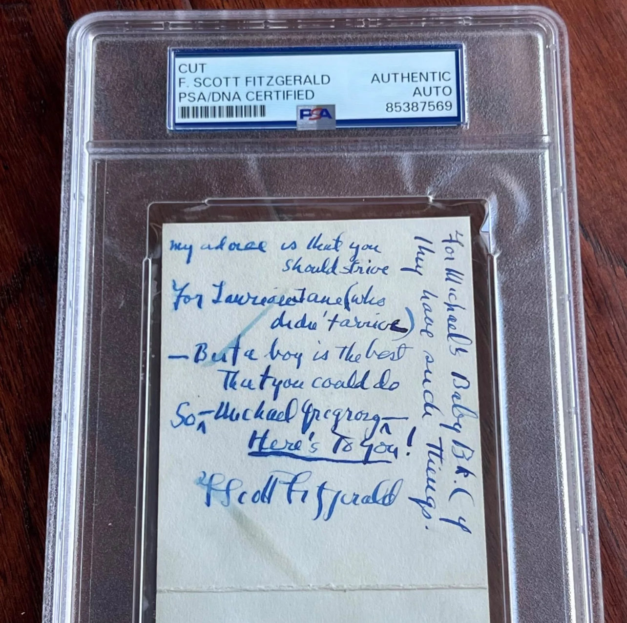 F. SCOTT FITZGERALD * PSA * Autograph UNPUBLISHED POEM Birth Announcement Signed