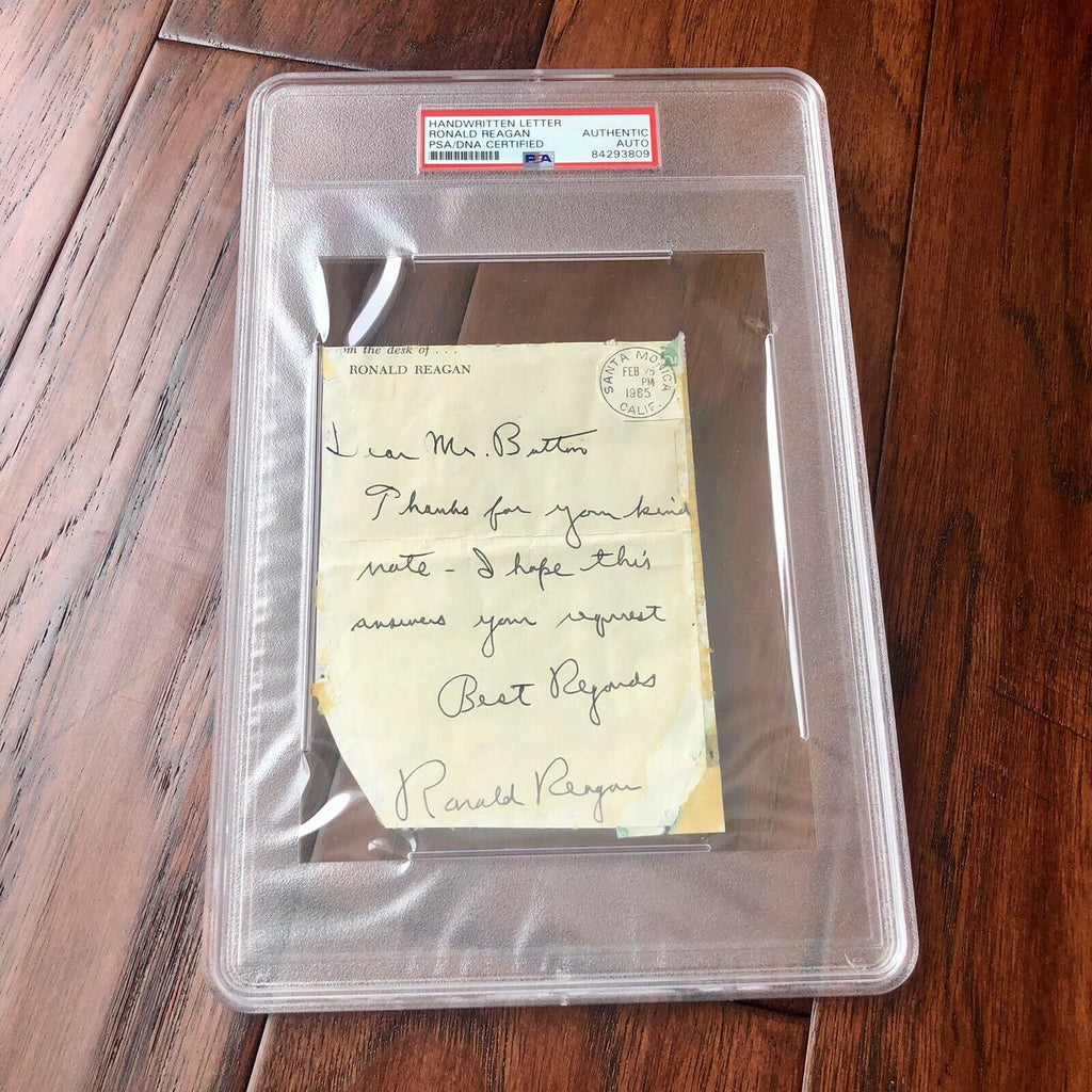 RONALD REAGAN * PSA/DNA Slab * Handwritten Autograph Note Letter Signed *