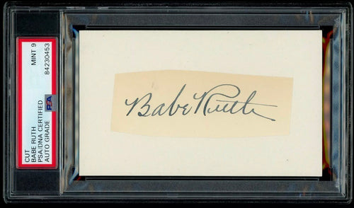 BABE RUTH * PSA/DNA * Mint 9 Graded Autograph Encapsulated Signed Slabbed Yankee