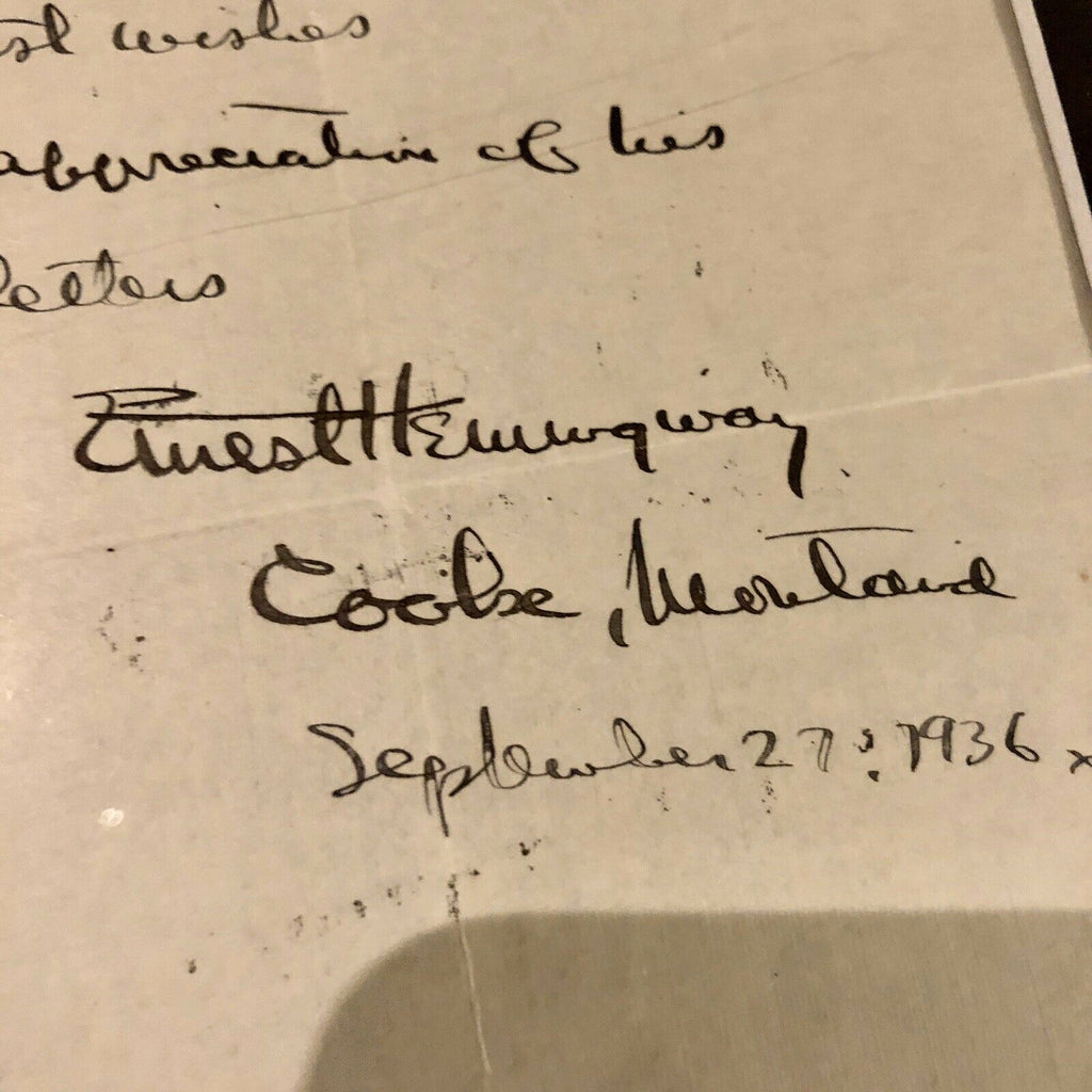 ERNEST HEMINGWAY * JSA LOA * Handwritten Autograph Note Signed * Book Author