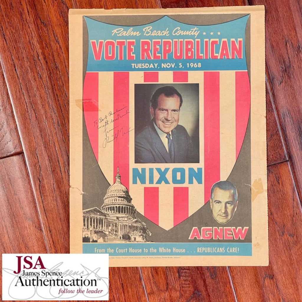 RICHARD NIXON * JSA * Autograph Presidential Campaign Poster Signed * 1968