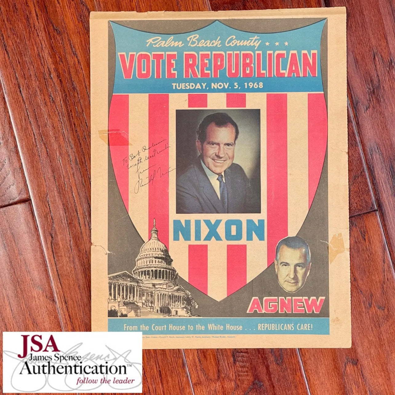 RICHARD NIXON * JSA * Autograph Presidential Campaign Poster Signed * 1968
