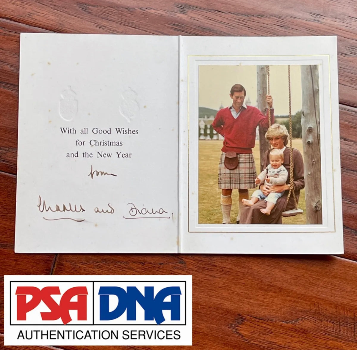 KING CHARLES & PRINCESS DIANA * PSA * Autograph Family Xmas Card Signed * 1983