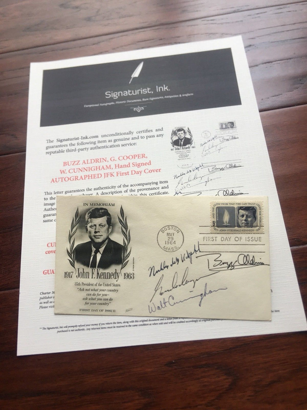 BUZZ ALDRIN * Gordon COOPER * CUNNINGHAM * Autograph Signed * JOHN KENNEDY FDC