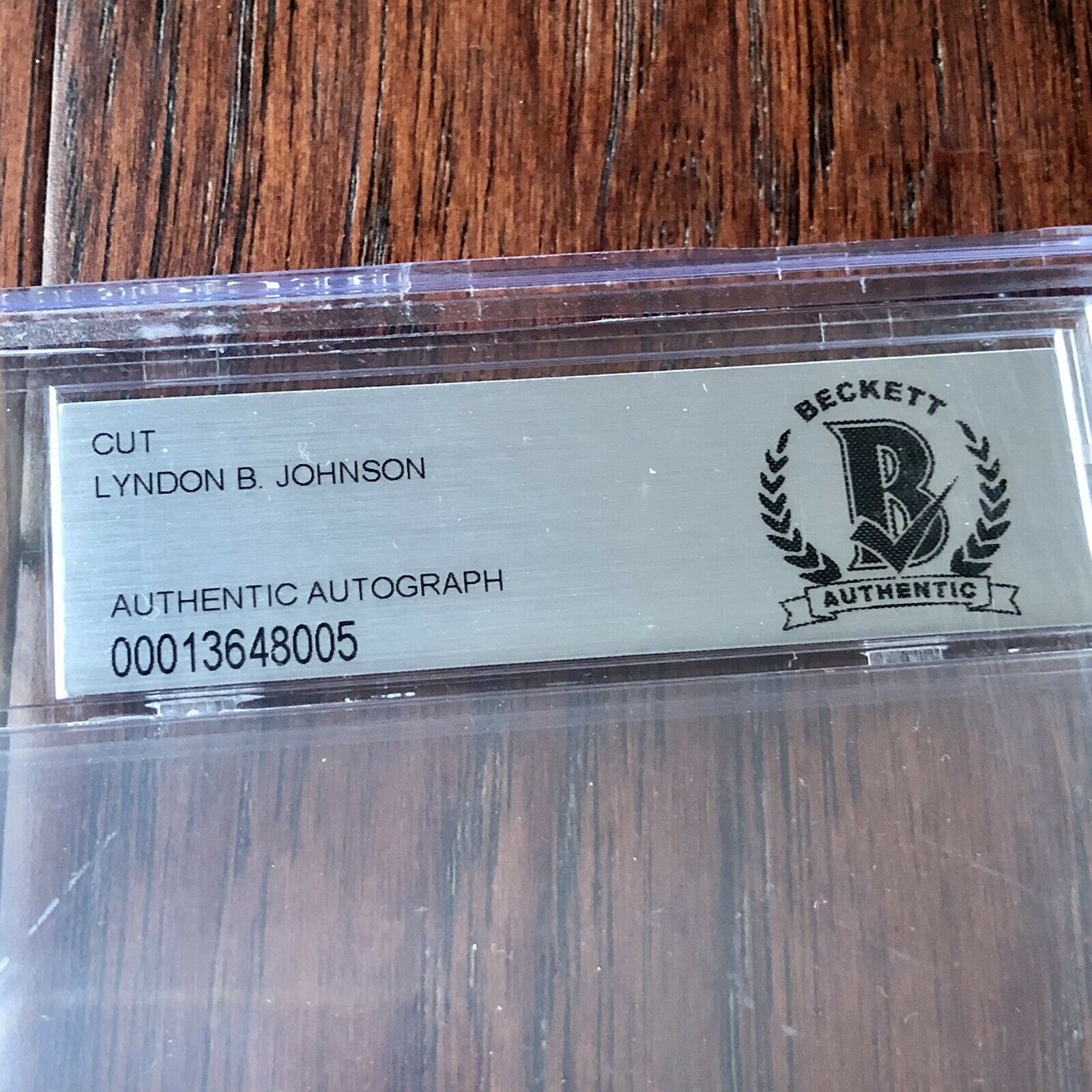 LYNDON B. JOHNSON * BECKETT BAS SLAB * Autograph Signature As President Signed