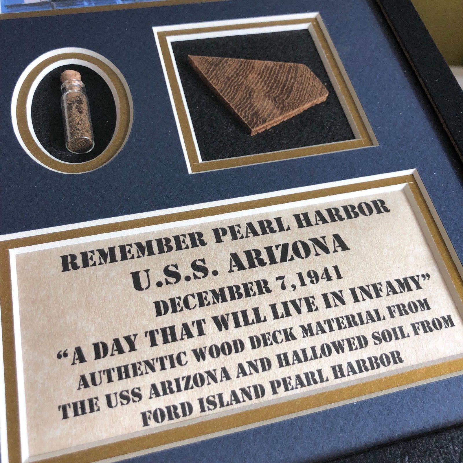 USS ARIZONA * Authentic DECK WOOD Artifact * PEARL HARBOR December 7, 1941 * COA